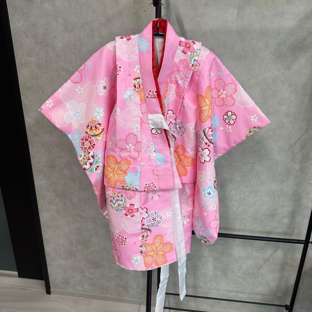 七五三　３歳　着物　着物フルセット　ピンク　美品　三歳