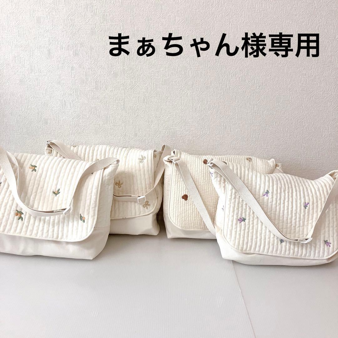 図書バッグ✖️4 ヌビ　くま刺繍　オリーブ刺繍　リボン刺繍　ラベンダー刺繍