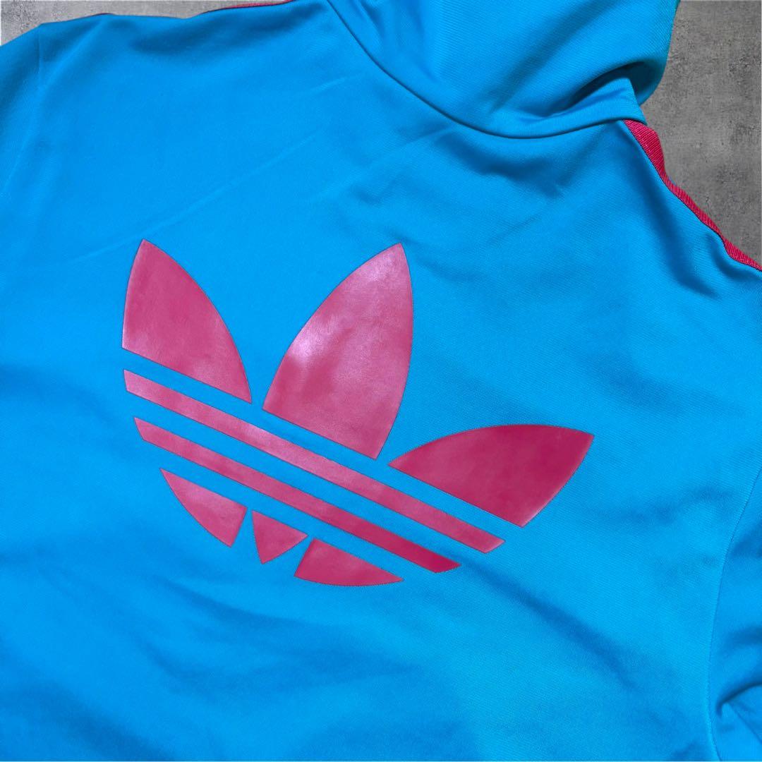 【激レア】adidasファイヤーバードトラックジャケット青/ピンクMレトロ古着