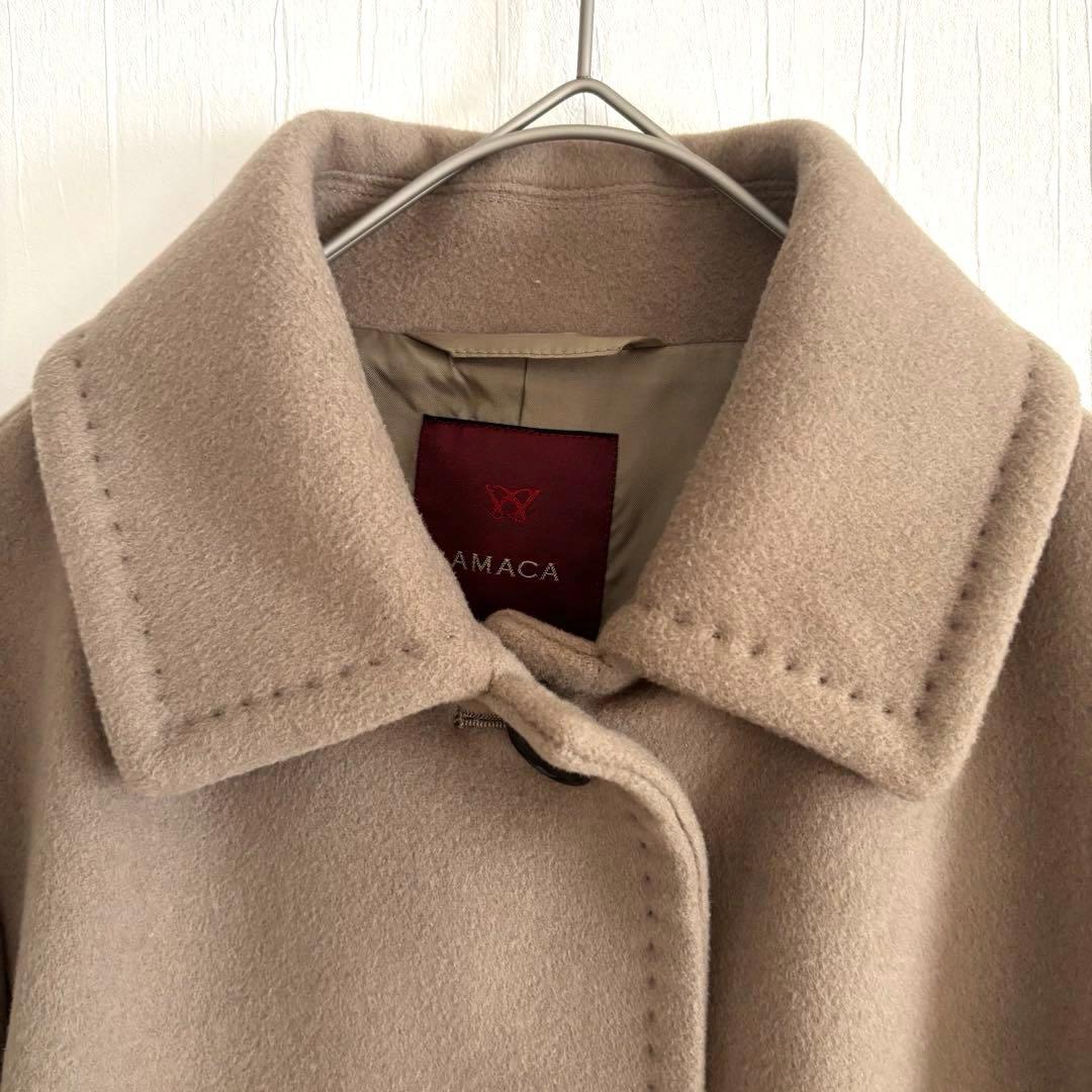 アマカ ステンカラーコート ウールカシミア混　ベージュ　綺麗め　Mサイズ