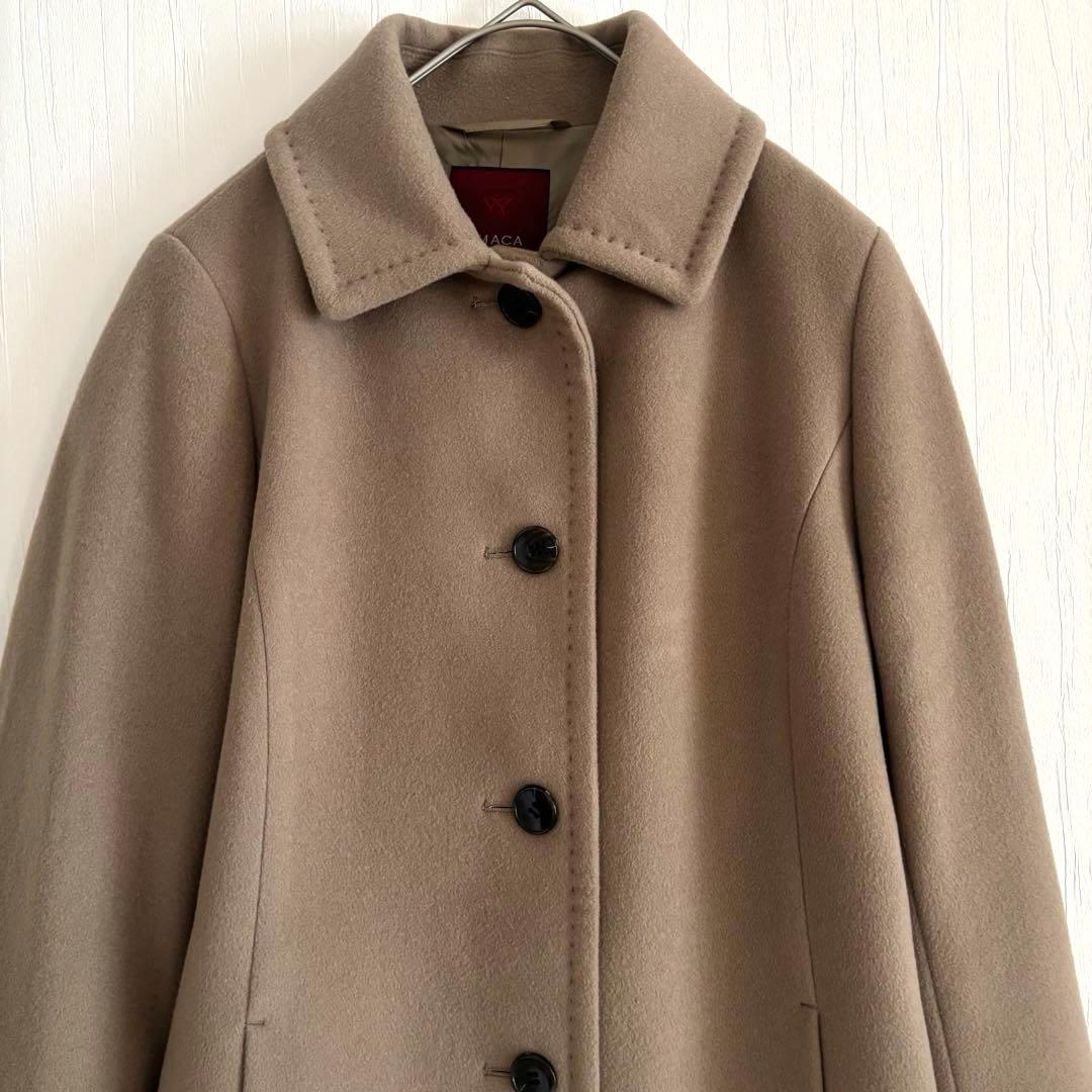 アマカ ステンカラーコート ウールカシミア混　ベージュ　綺麗め　Mサイズ