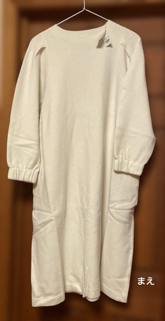 45R 縮絨ニットのパフスリーブドレス