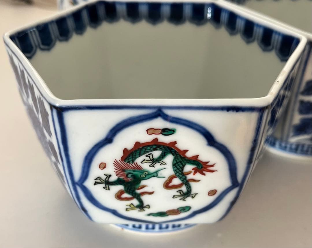 渋草焼　芳国舎 六角鉢　3個セット