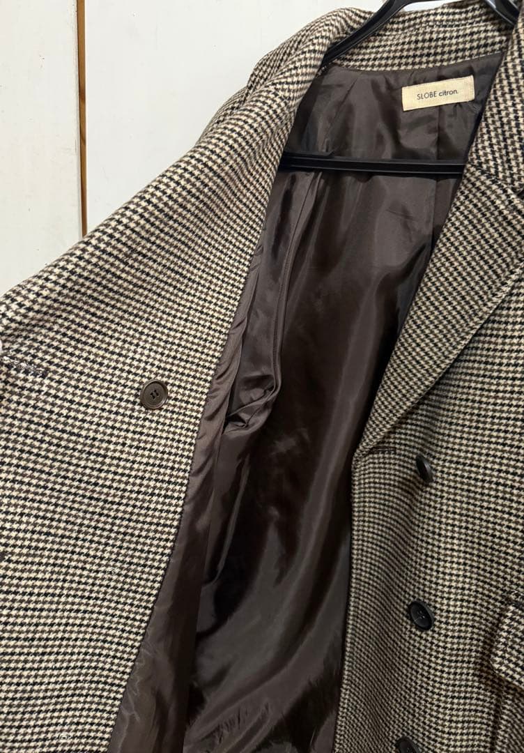 SLOBEチェック柄ダブルブレストコート
