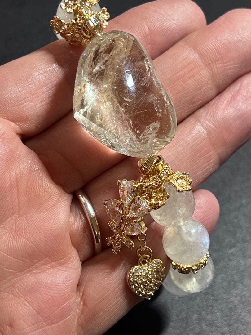 水入水晶・ブルーシラームーンストーンのブレスレット