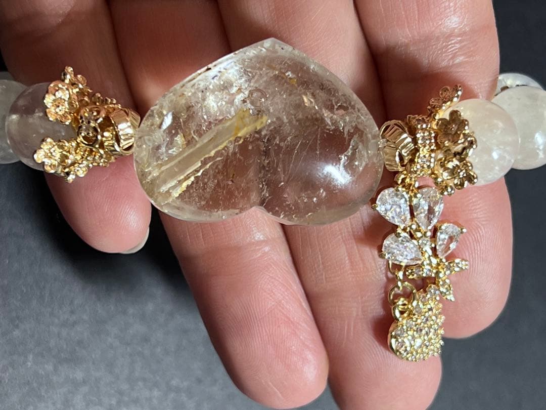 水入水晶・ブルーシラームーンストーンのブレスレット