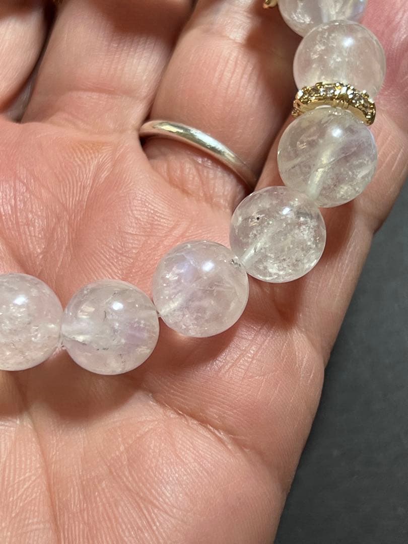 水入水晶・ブルーシラームーンストーンのブレスレット