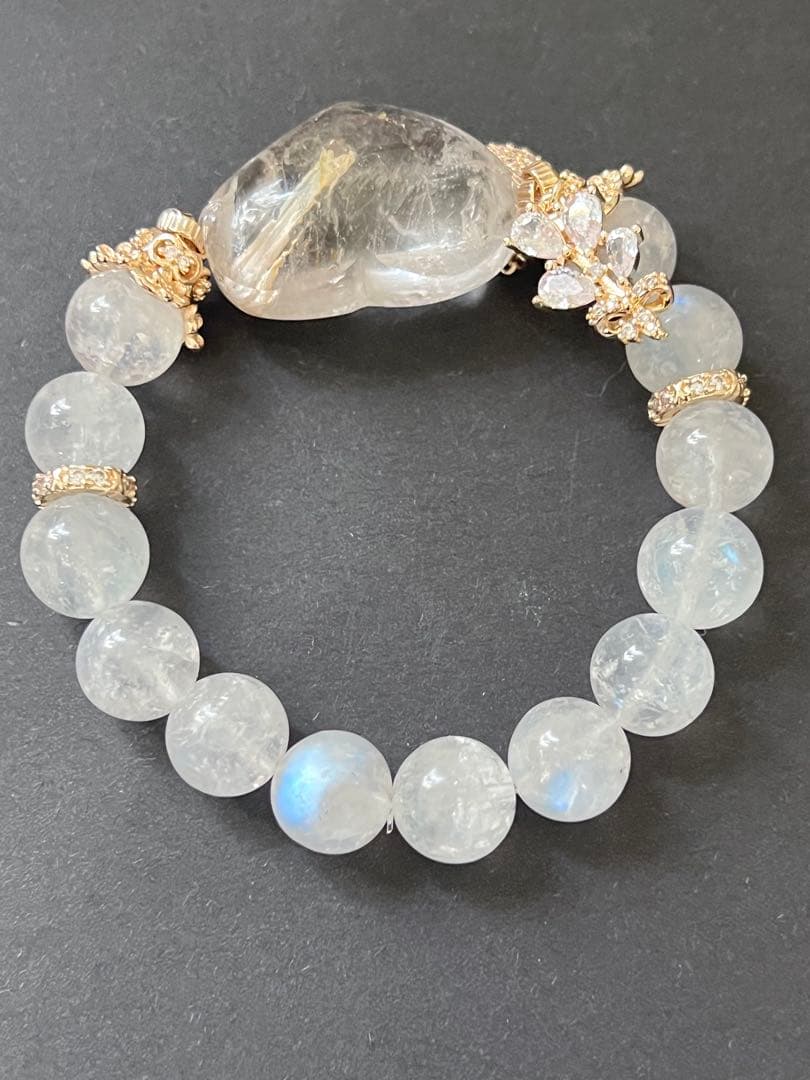 水入水晶・ブルーシラームーンストーンのブレスレット