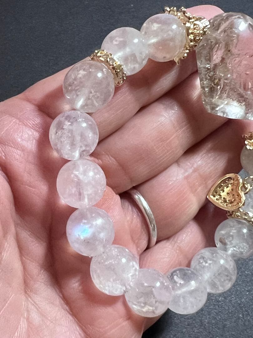 水入水晶・ブルーシラームーンストーンのブレスレット