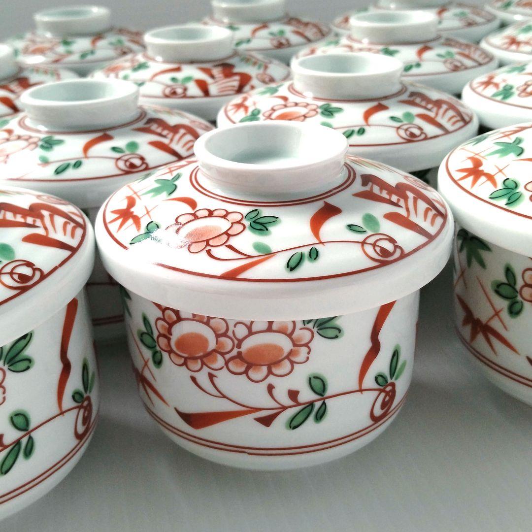 赤絵 蓋付き 蒸し碗 むし碗 茶碗蒸し 花鳥図 和食器 強化磁器 日本製 20客