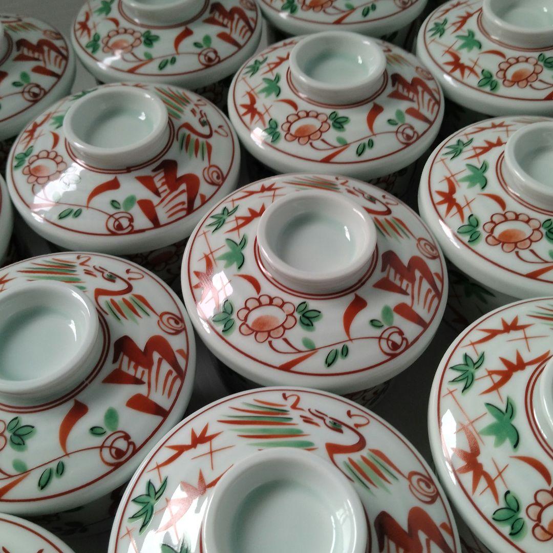 赤絵 蓋付き 蒸し碗 むし碗 茶碗蒸し 花鳥図 和食器 強化磁器 日本製 20客