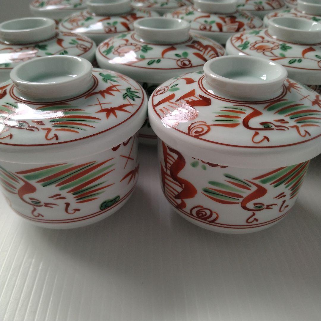 赤絵 蓋付き 蒸し碗 むし碗 茶碗蒸し 花鳥図 和食器 強化磁器 日本製 20客