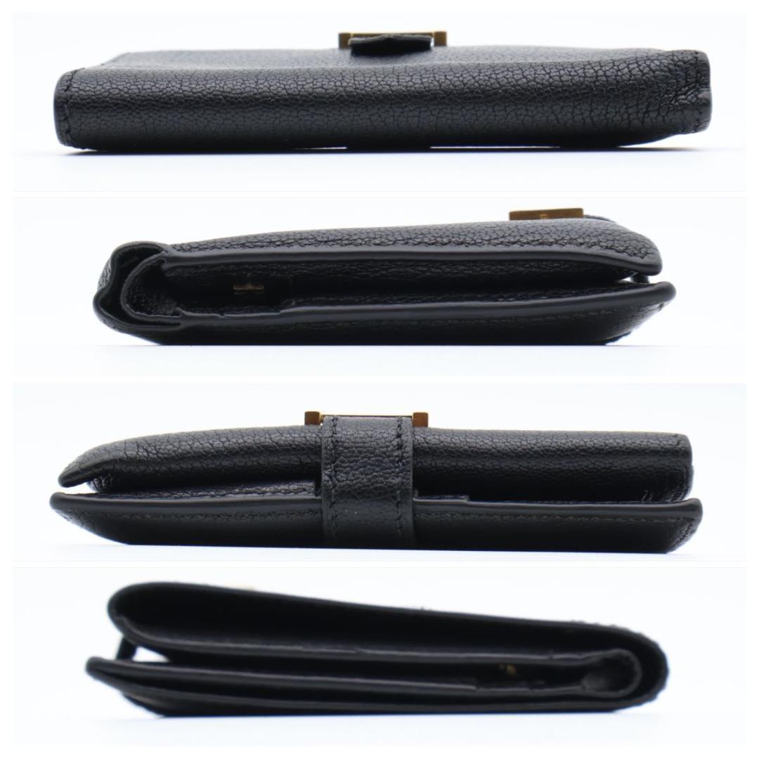 鑑定書付き【極美品】HERMES ベアンコンパクト　シェーブル　黒　折り財布