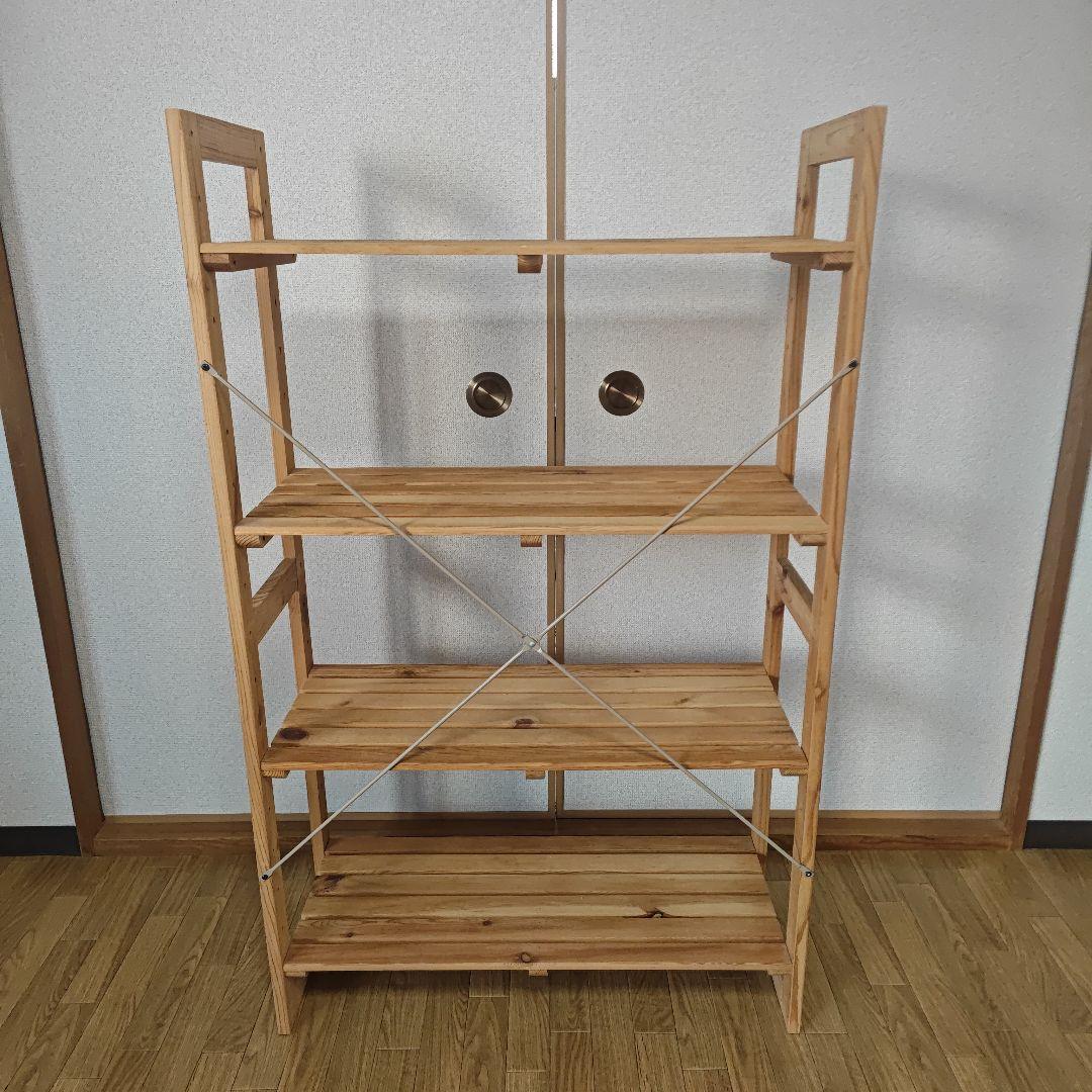 【大阪・手渡希望】無印良品　パイン材ユニットシェルフ 4段 オープンシェルフ