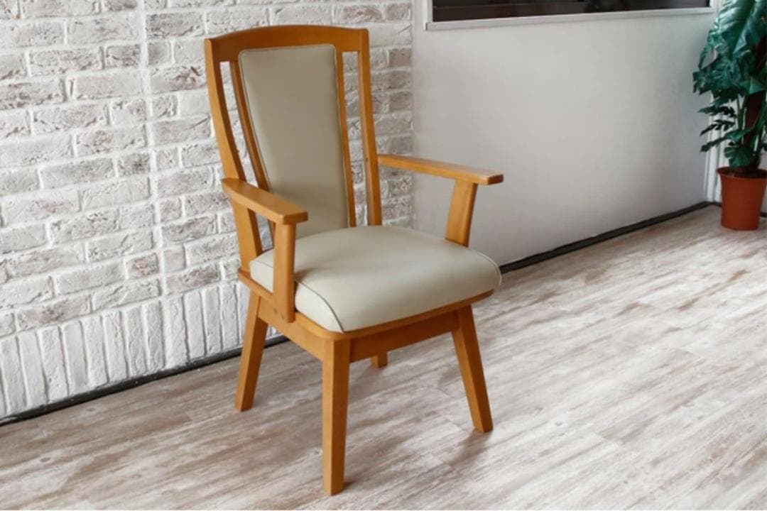 CRS　回転式ダイニングチェア　4脚　ナチュラル　アームチェア　肘付