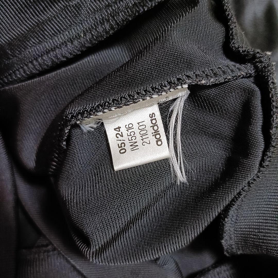 アディダス 黒 ファイヤーバード 女性XL フィッティド 短丈光沢 ジャージ上着