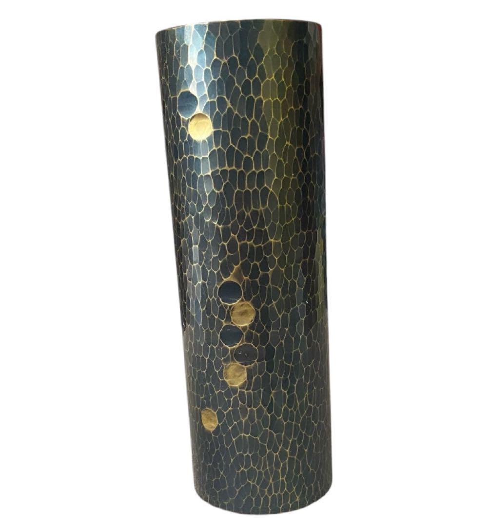 【青銅花瓶】美品 ハンマード仕上げの青銅花瓶