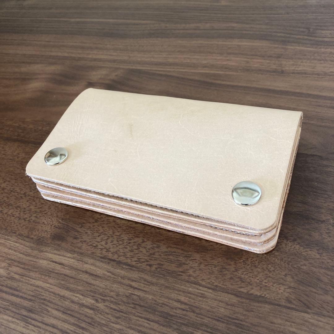 ☆ハンドメイド 272☆本革 牛革 ヌメ革 総手縫い ミドルトラッカーウォレット
