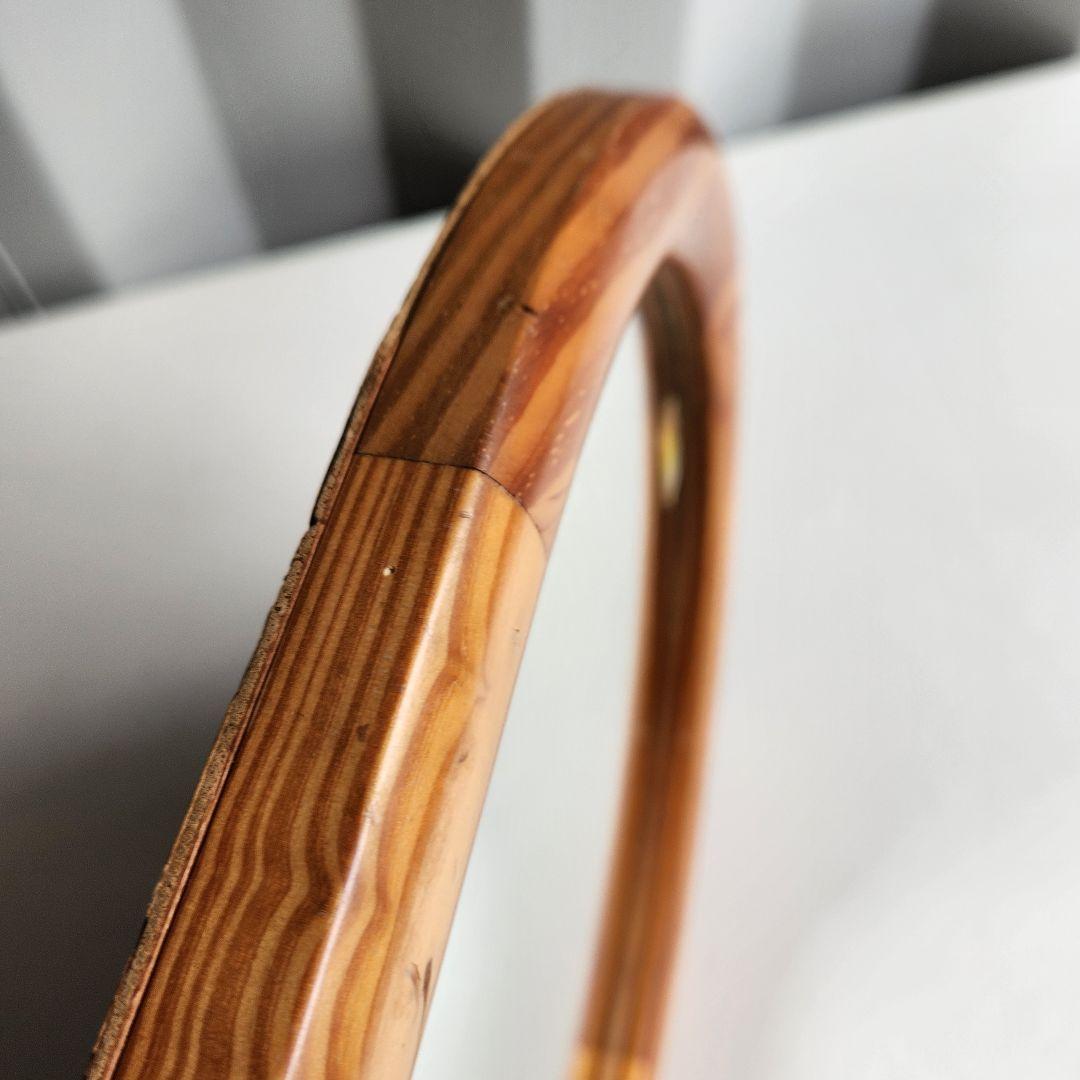 希少　ヴィンテージ　木製フレーム　オーバル　ウォールミラー 壁掛け鏡 天然木 鏡