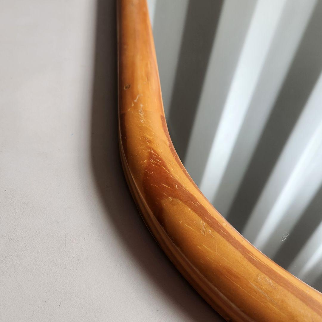 希少　ヴィンテージ　木製フレーム　オーバル　ウォールミラー 壁掛け鏡 天然木 鏡