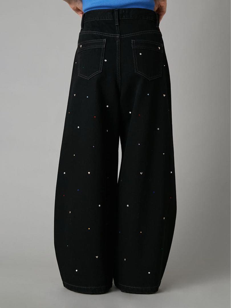 [L.B CANDY STOCK]バリエーションビジューデニムパンツ