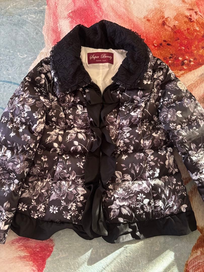 スーパービューティー Super Beauty 42 花柄 ダウンジャケット