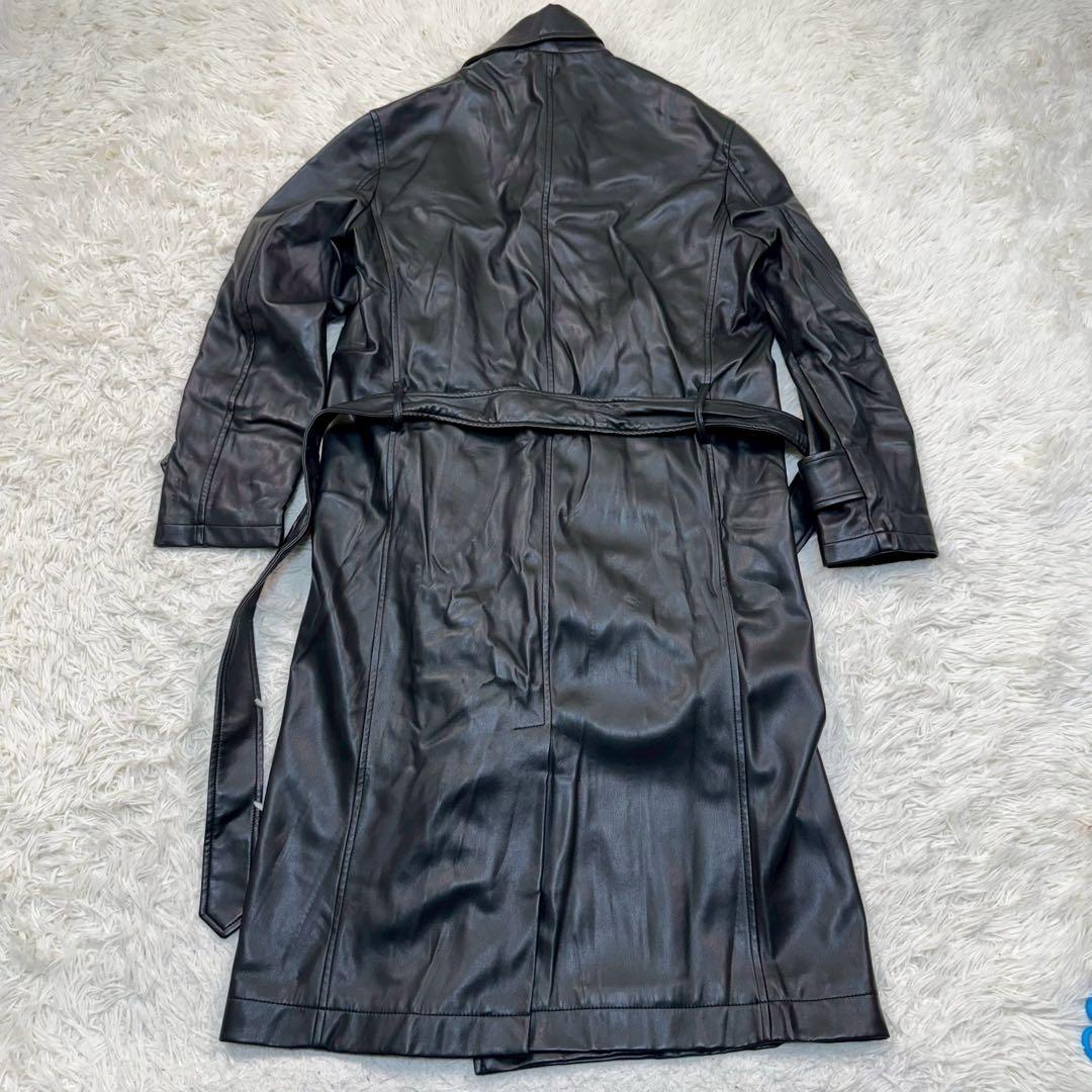 美品✨ ZARA ザラ レザー トレンチコート Mサイズ 黒 ベルト ダブル
