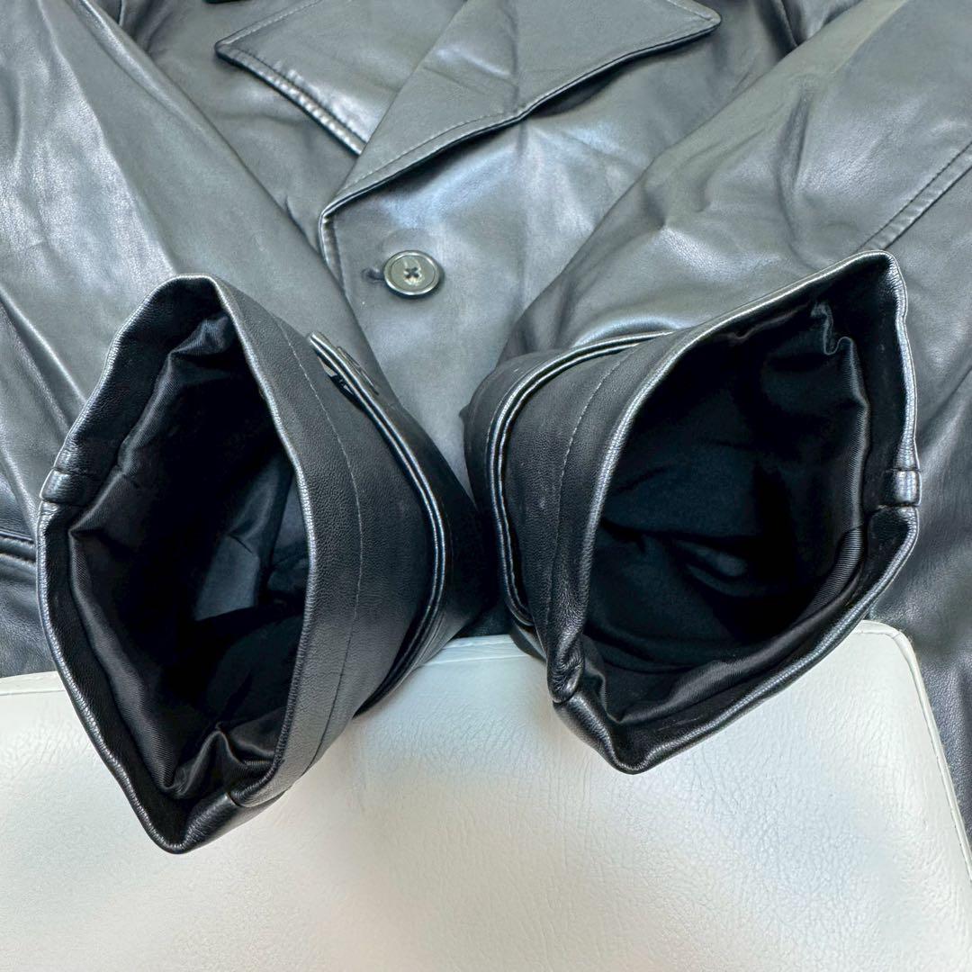 美品✨ ZARA ザラ レザー トレンチコート Mサイズ 黒 ベルト ダブル