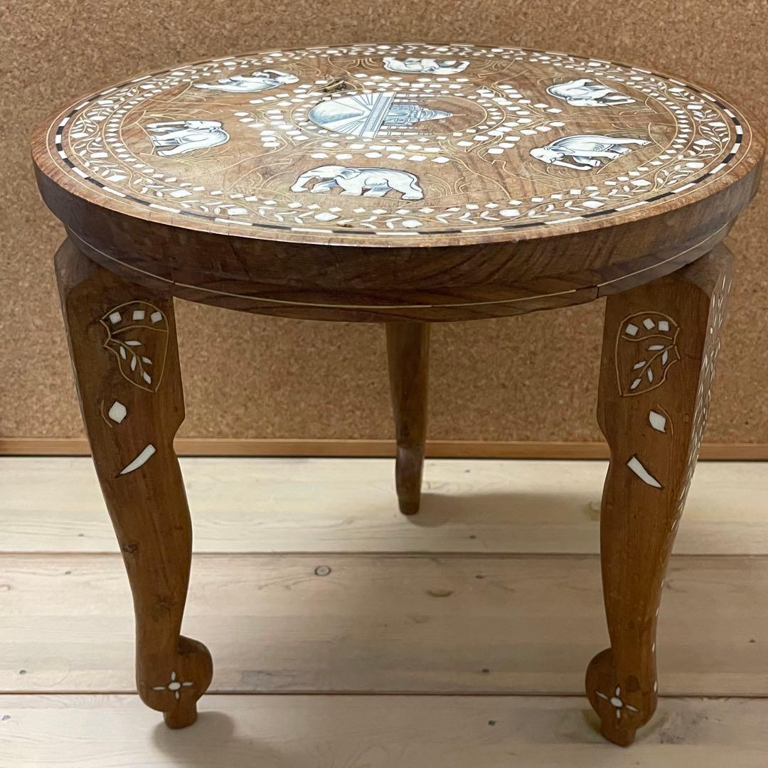 アンティーク　花台　タージマハル　猫足　アジアン