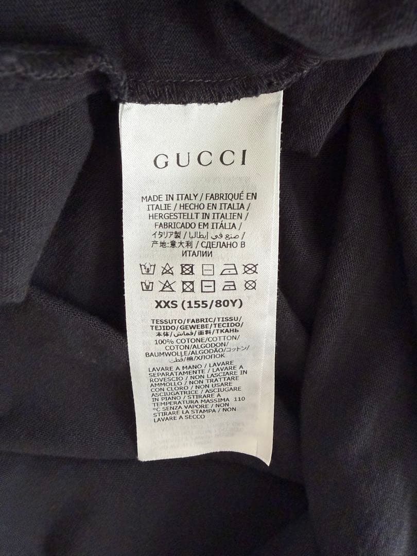 GUCCI プリント ブラックTシャツ サイズL/XXS表記