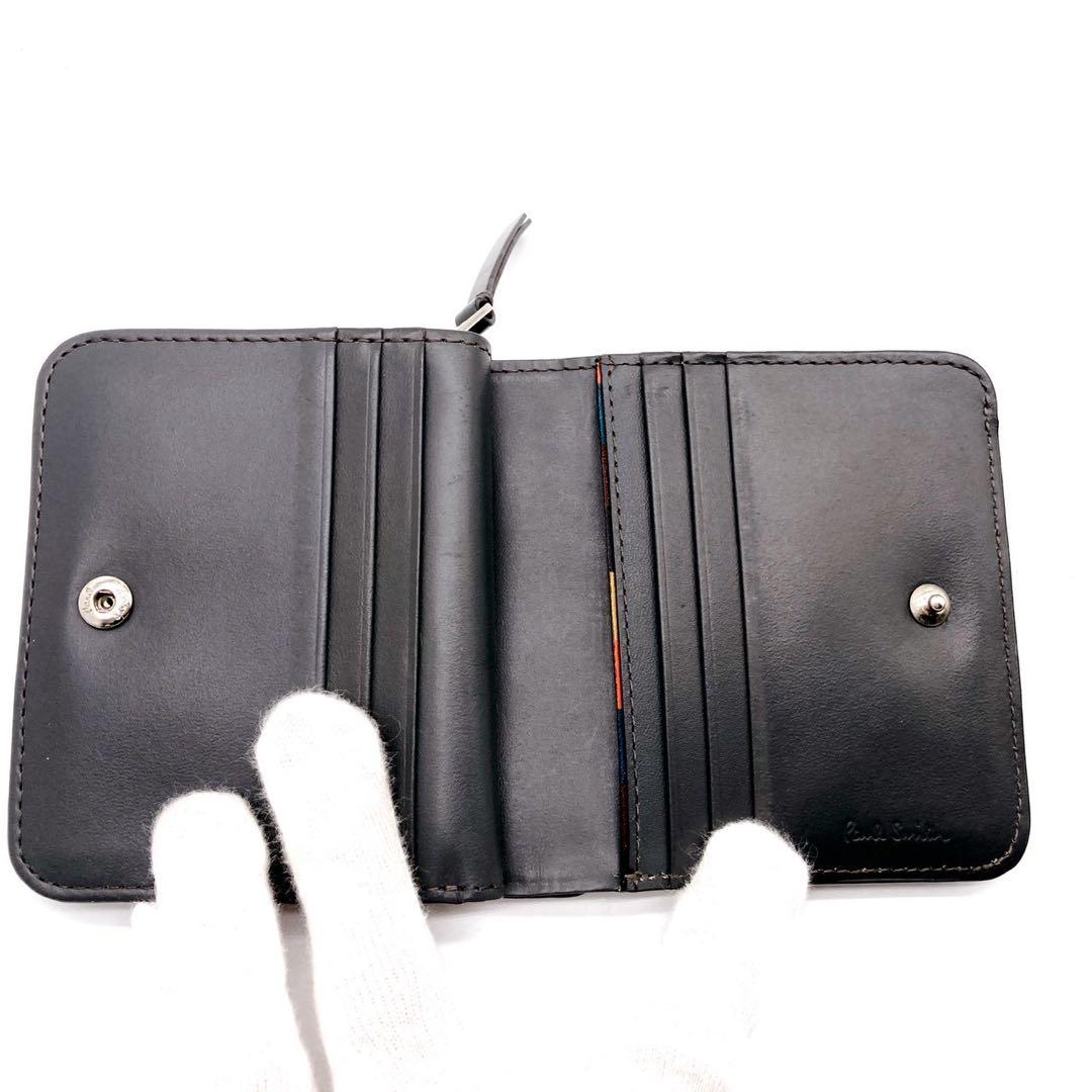 PaulSmith コンパクト 二つ折り ブラック マルチストライプ