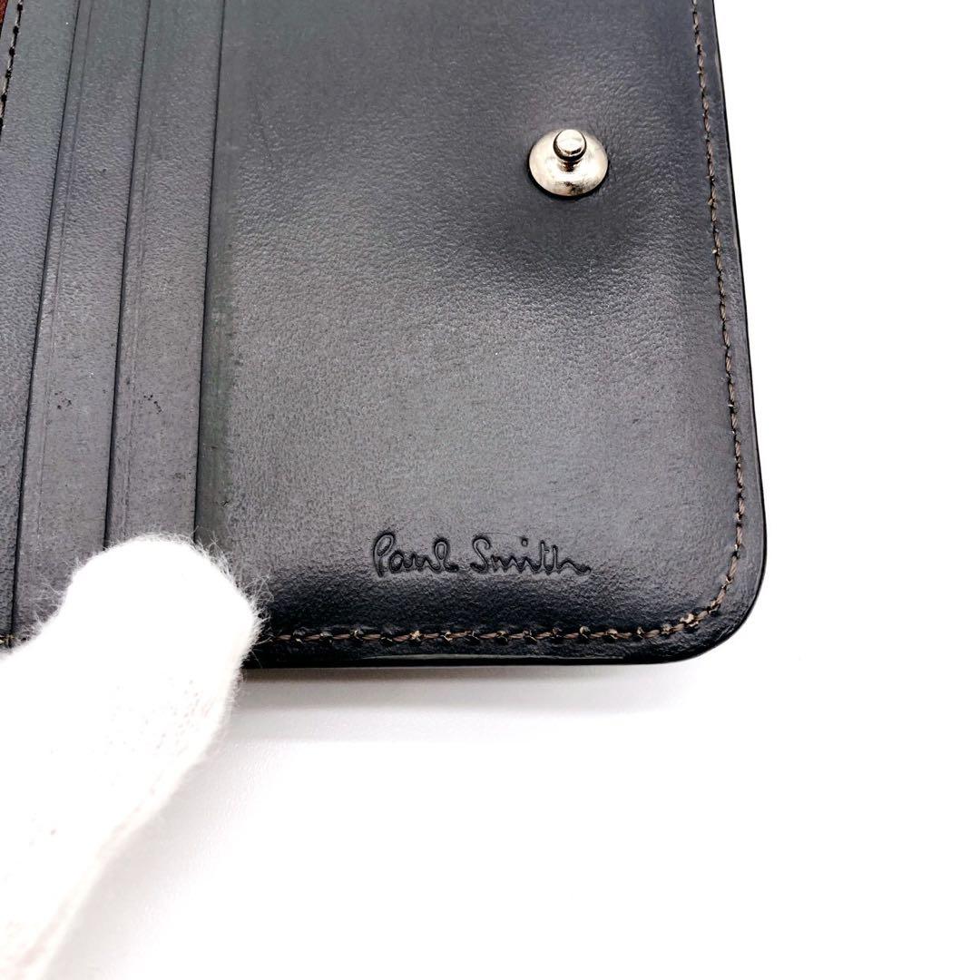 PaulSmith コンパクト 二つ折り ブラック マルチストライプ