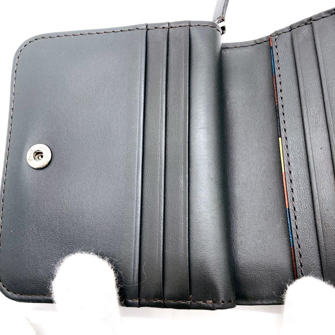 PaulSmith コンパクト 二つ折り ブラック マルチストライプ