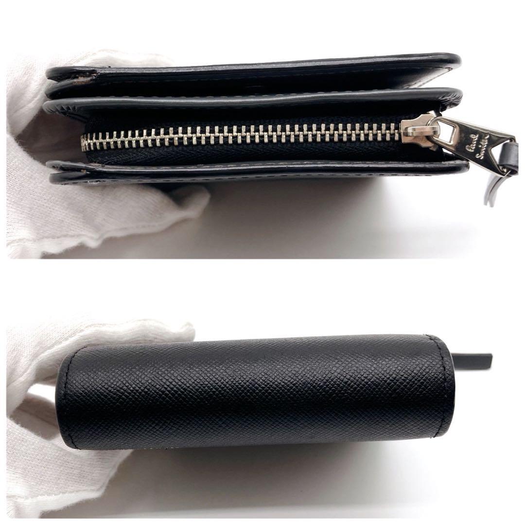 PaulSmith コンパクト 二つ折り ブラック マルチストライプ