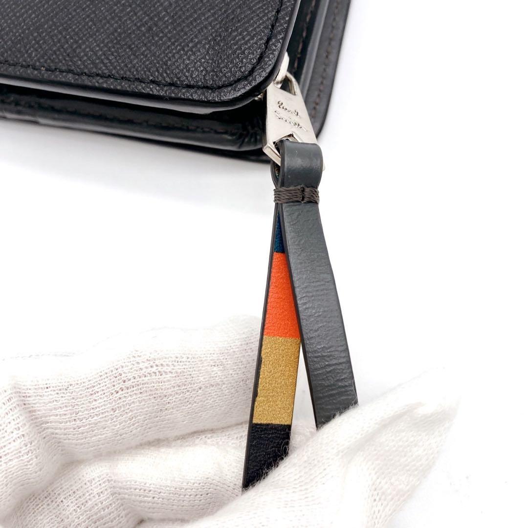 PaulSmith コンパクト 二つ折り ブラック マルチストライプ