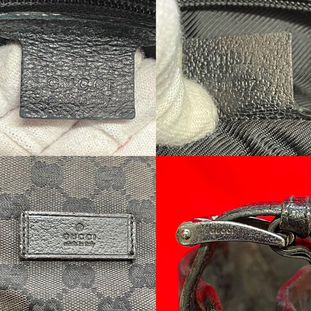 正規　GUCCI グッチ ビジネス　バッグ　カバン　トート　黒　革×キャンバス