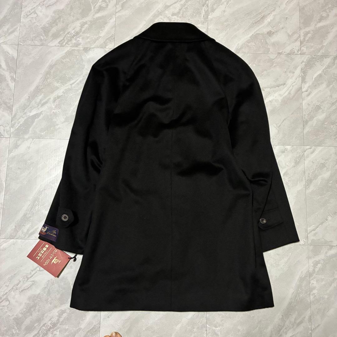 【新品タグ付】カシミヤ100% ステンカラーコート カジュアル 高級感 黒