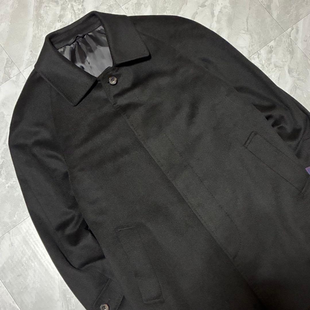 【新品タグ付】カシミヤ100% ステンカラーコート カジュアル 高級感 黒