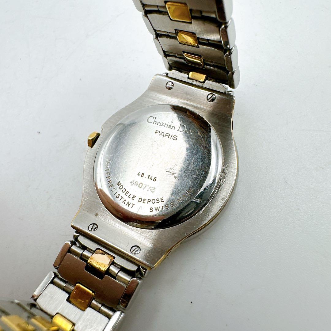 良品稼動品 クリスチャンディオール レディース腕時計 シルバーゴールド 黒文字盤