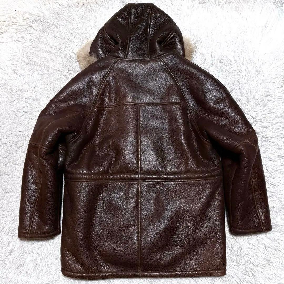 【美品】アラスカンコート　ムートンジャケット　ファー付き　本革羊革　Lサイズ