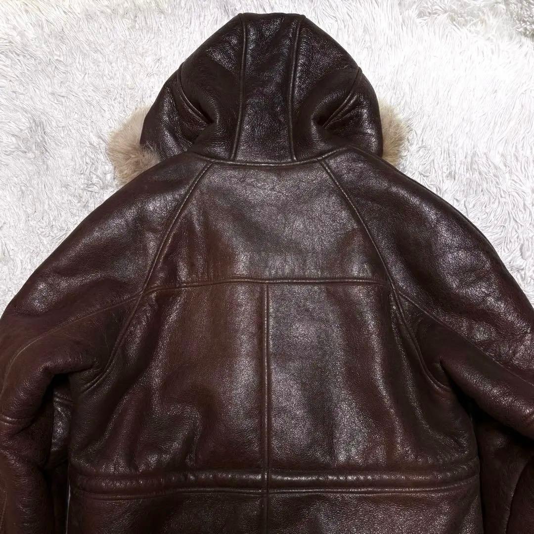 【美品】アラスカンコート　ムートンジャケット　ファー付き　本革羊革　Lサイズ