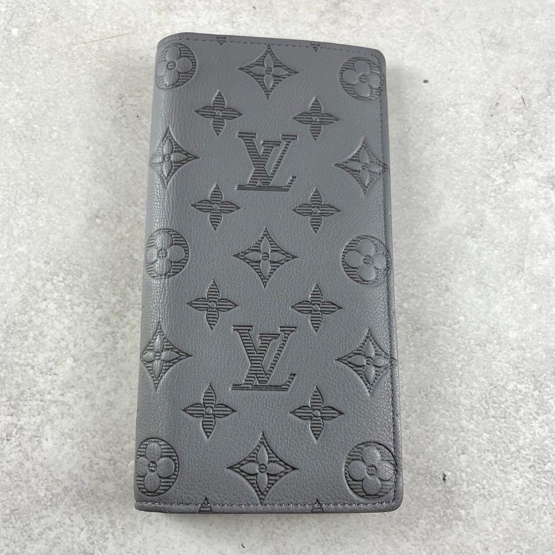 【美品】ルイヴィトン 長財布 モノグラムシャドウ ブラザ レザー トリヨン