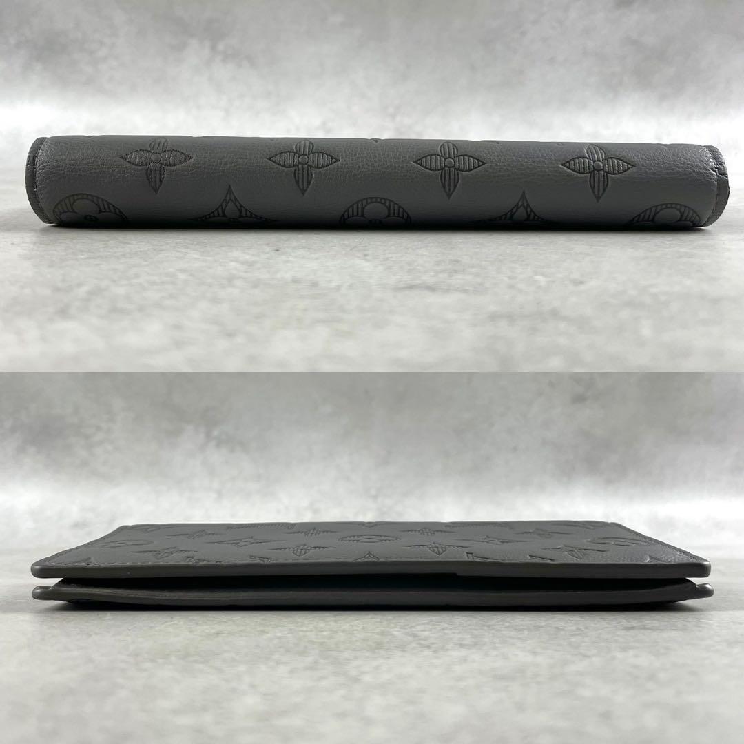 【美品】ルイヴィトン 長財布 モノグラムシャドウ ブラザ レザー トリヨン