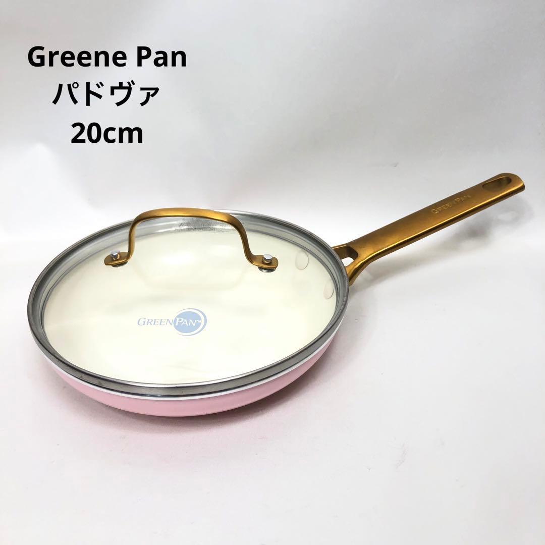 未使用 Greene Pan パドヴァフライパン 20cm ピンク ガラス蓋付き