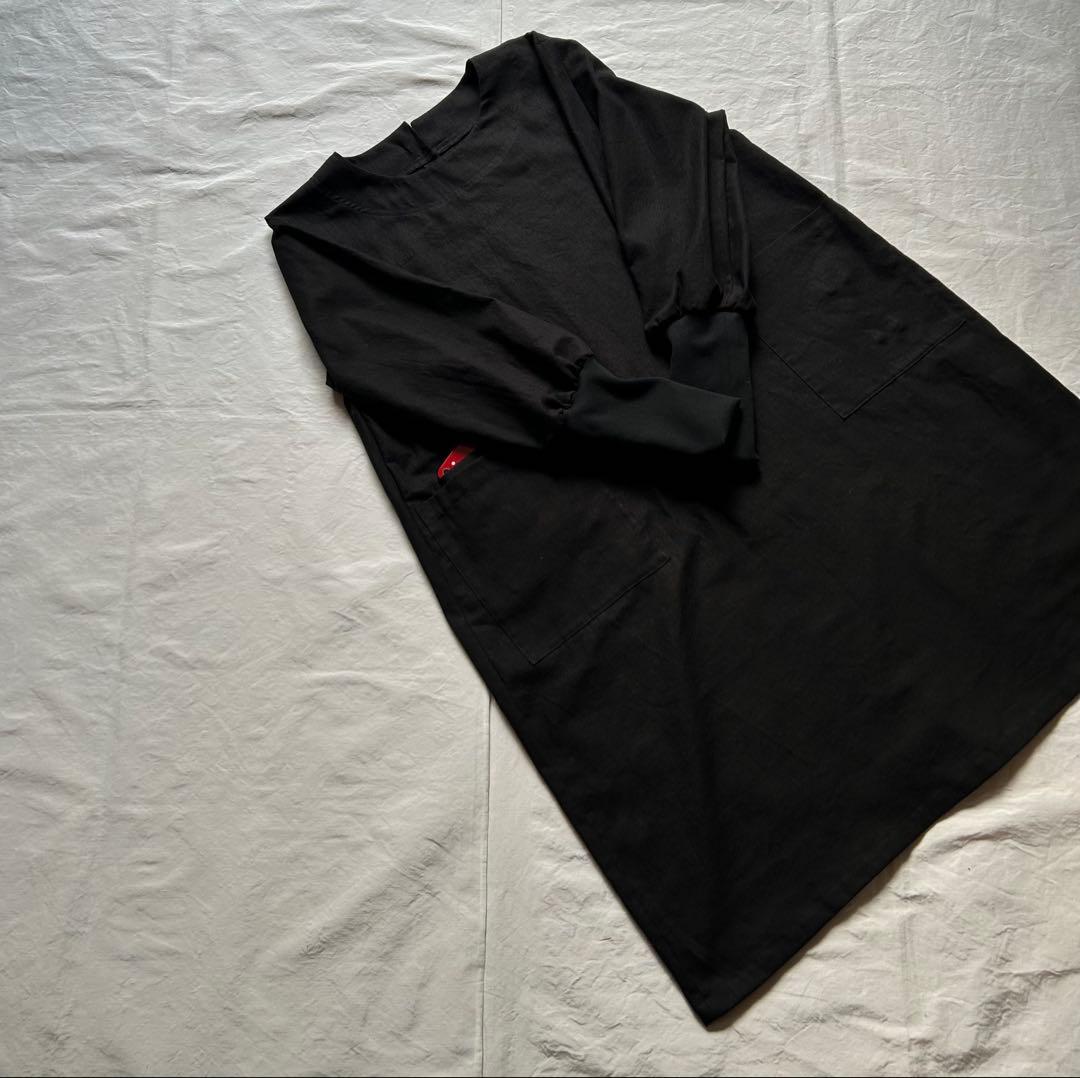 【Hacoさま専用ページ】linen墨色ブラック＊かっぽう着ワンピース