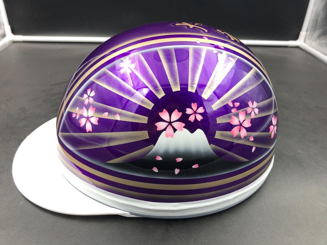 コルク半　カスタム　富士日章　三つボタン　パープルゴールドラメ　ぼかし　桜