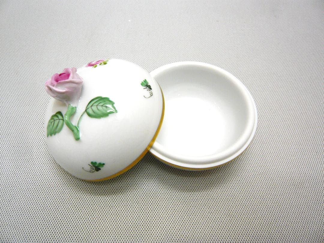 Helend　ヘレンド　ボンボニエール　薔薇　ピンク／ゴールド