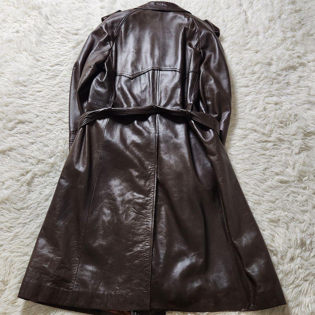 極美品✨XL相当 スペイン製 トレンチコート リアルレザー マキシ丈 ベルト