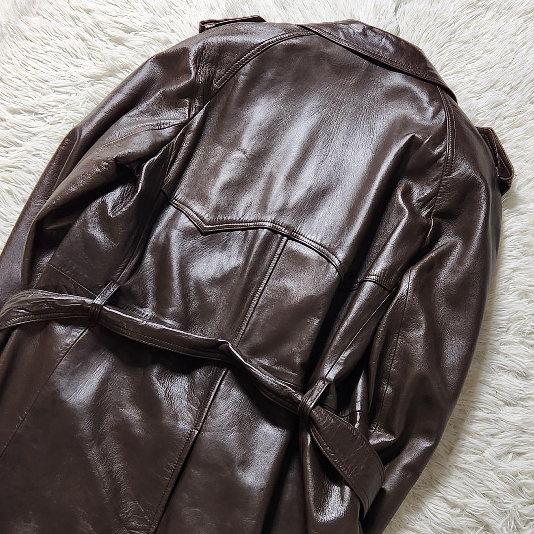 極美品✨XL相当 スペイン製 トレンチコート リアルレザー マキシ丈 ベルト