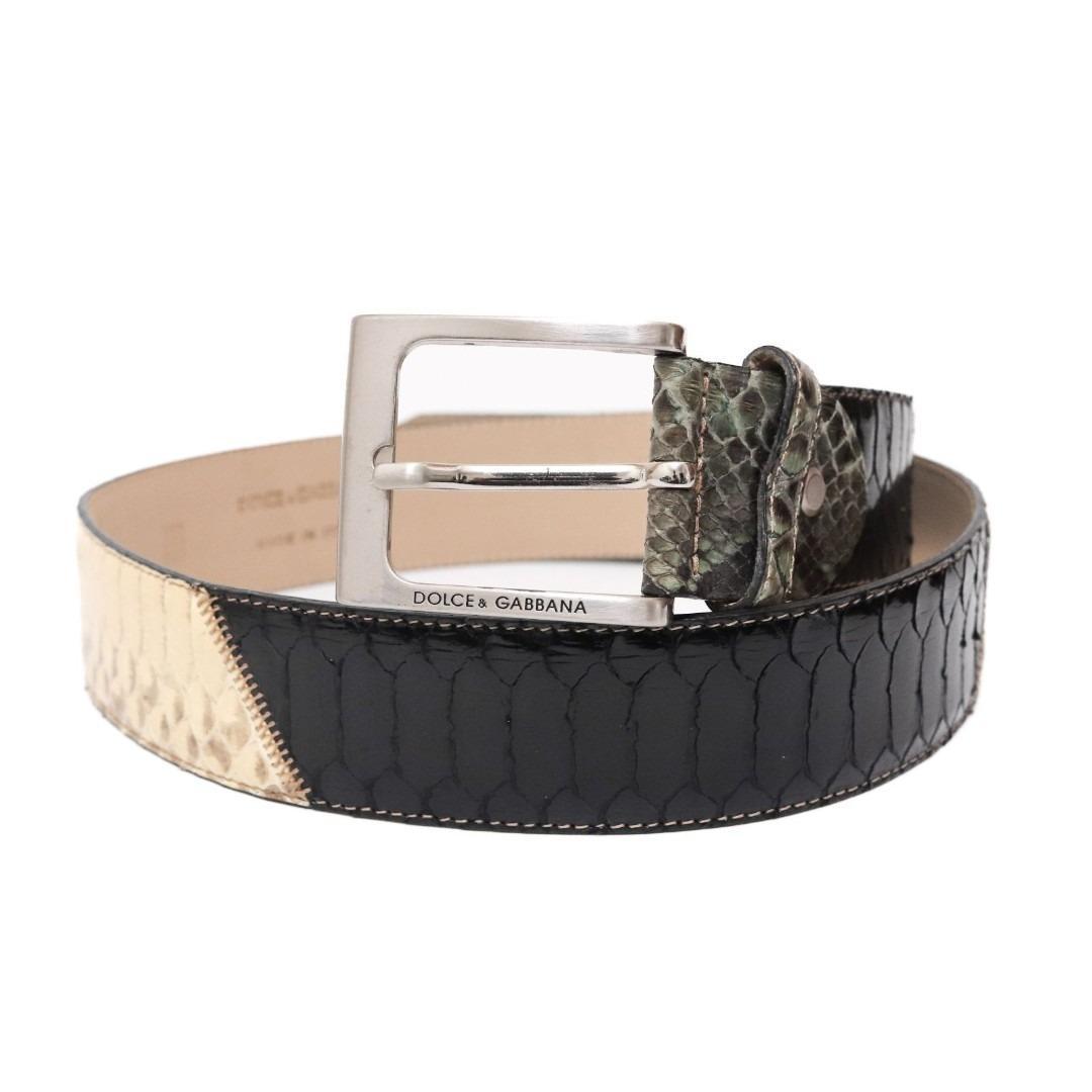 DOLCE&GABBANA ドルガバ　ベルト　レザー　ヘビ柄　パイソン　ブラック